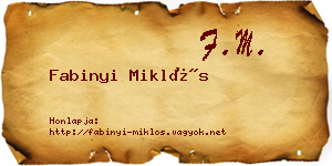 Fabinyi Miklós névjegykártya